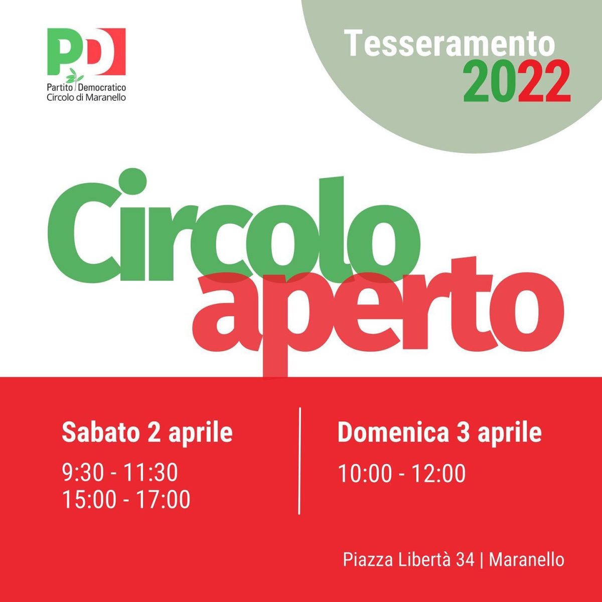 Circolo PD aperto!